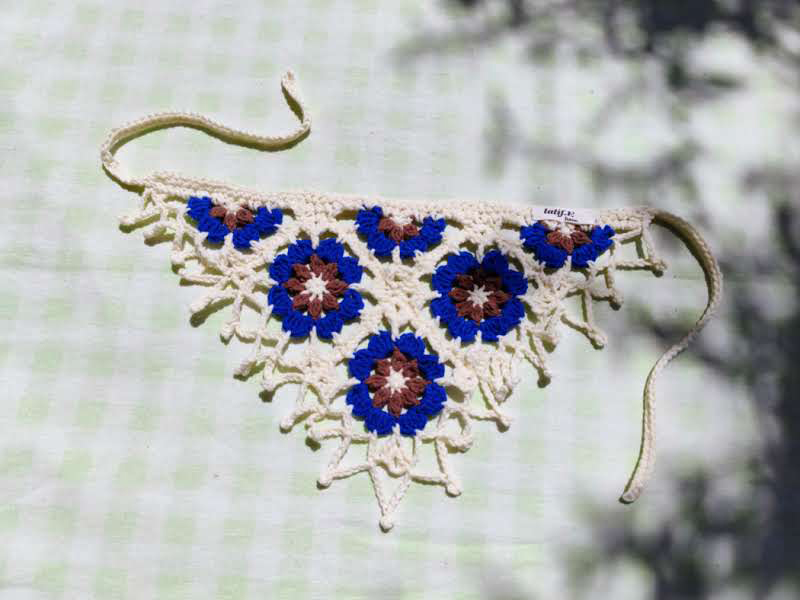Saks Mavisi Çiçekli Bandana