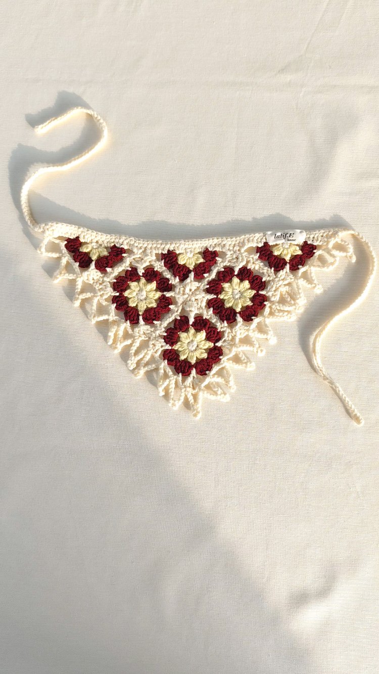 Bordo Çiçekli Bandana