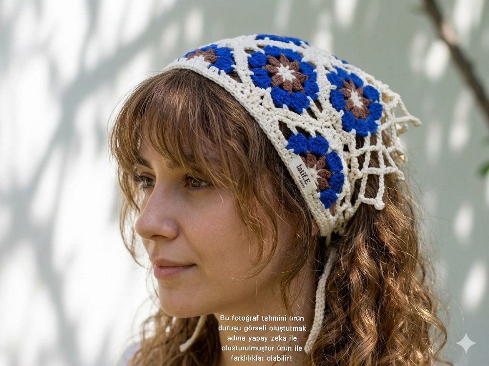 Bordo Çiçekli Bandana