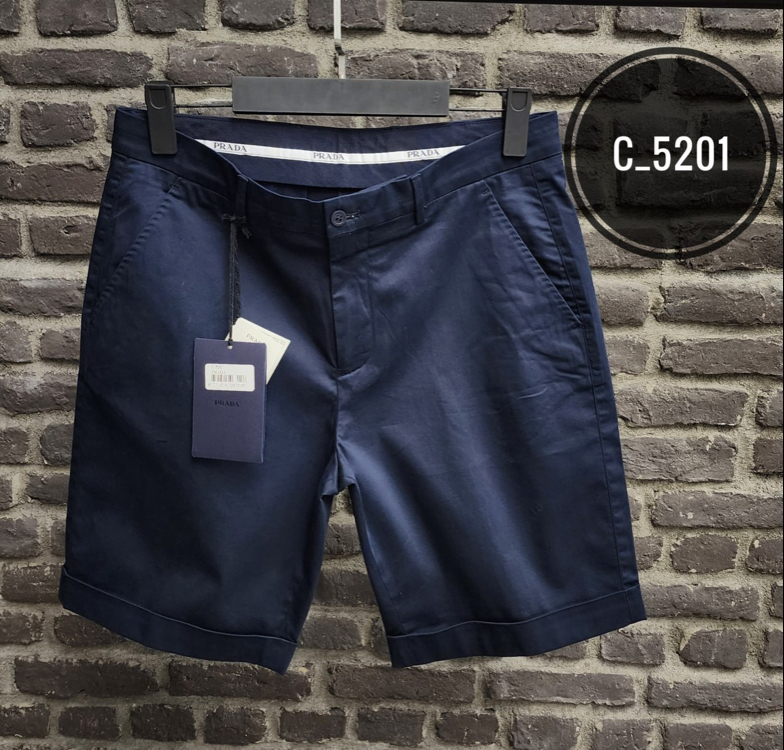 PRADA Premium Cotton Gabardine Şort | Arka Kapaklı Cep & Triangle Logo Detay.