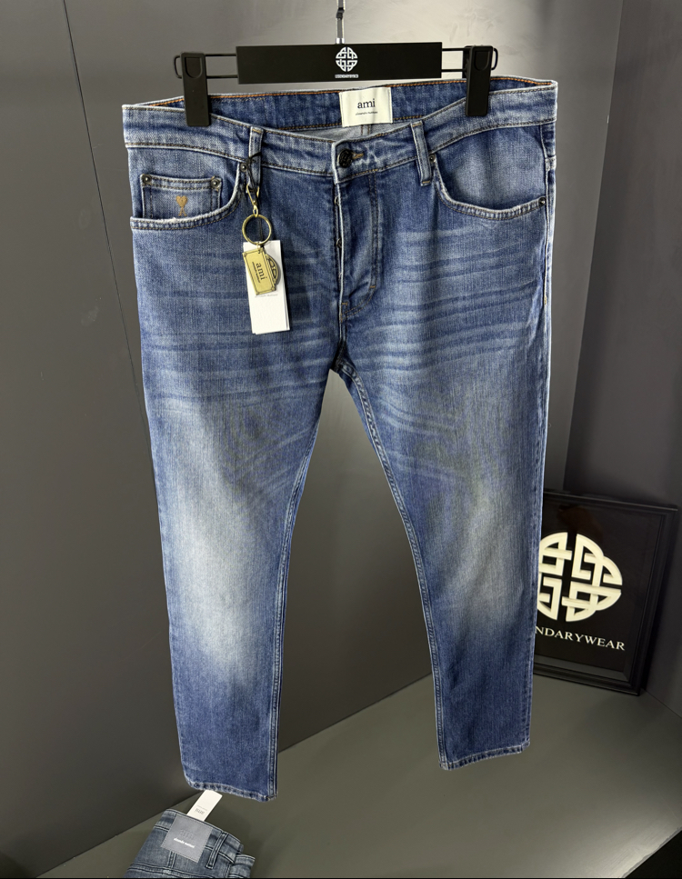 Ami Elite Double Dyed Denim Jean | İthal Kumaş, Metal Logo & Kalp İşleme