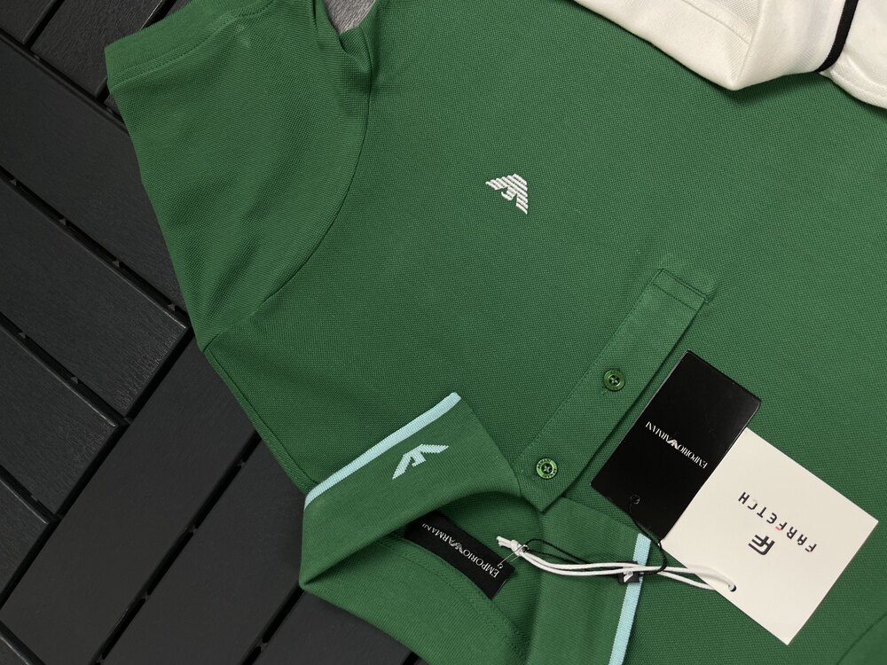 ⚜️ Emporio Armani | Comfort Fit | Göğüs ve Yaka Çift Logo | %100 Pamuk Pike Kumaş ⚜️