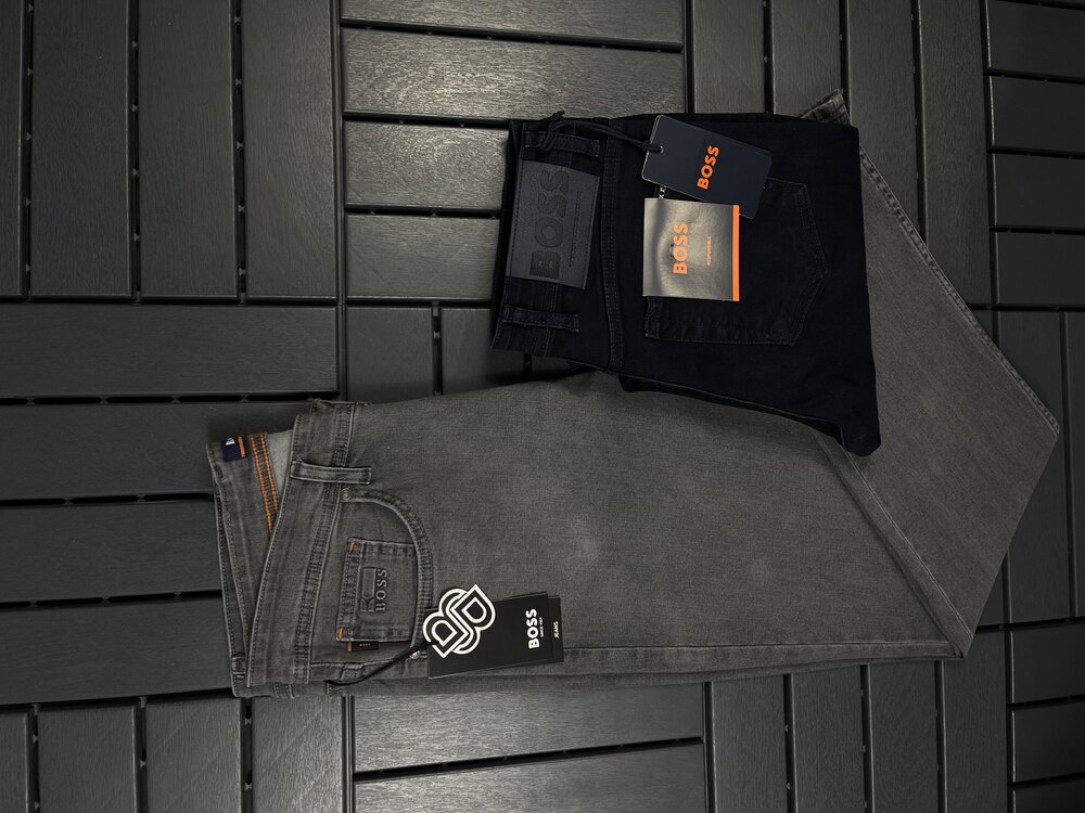 Boss İçi Örme Esnek Kumaş Regular Fit Nakış İşleme Jeans Kot Pantolon.