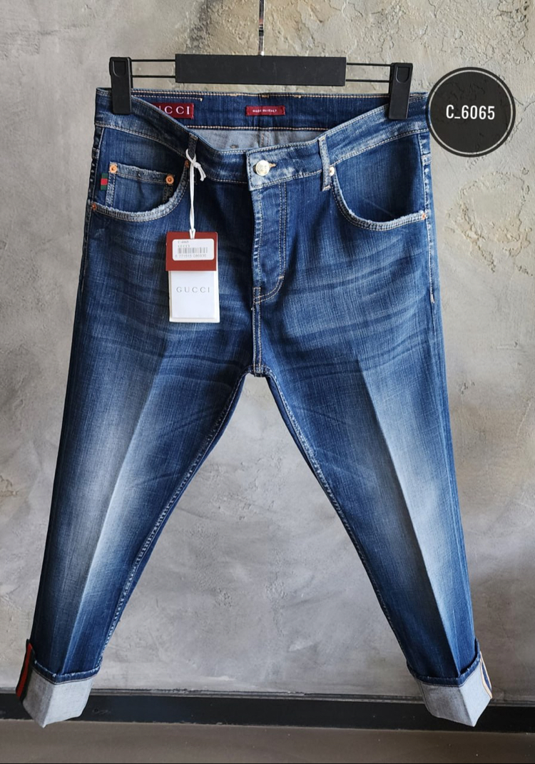 GUCCI Premium Stretch Denim Jean | İthal Esnek Kumaş & Signature Web Şerit Deta