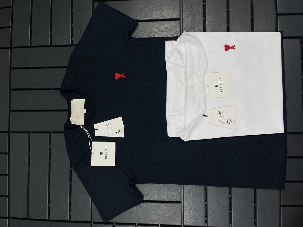 Ami %100Pamuk Orj.Kumaş Göğüs ve Ense Nakış Logo T-shirt.