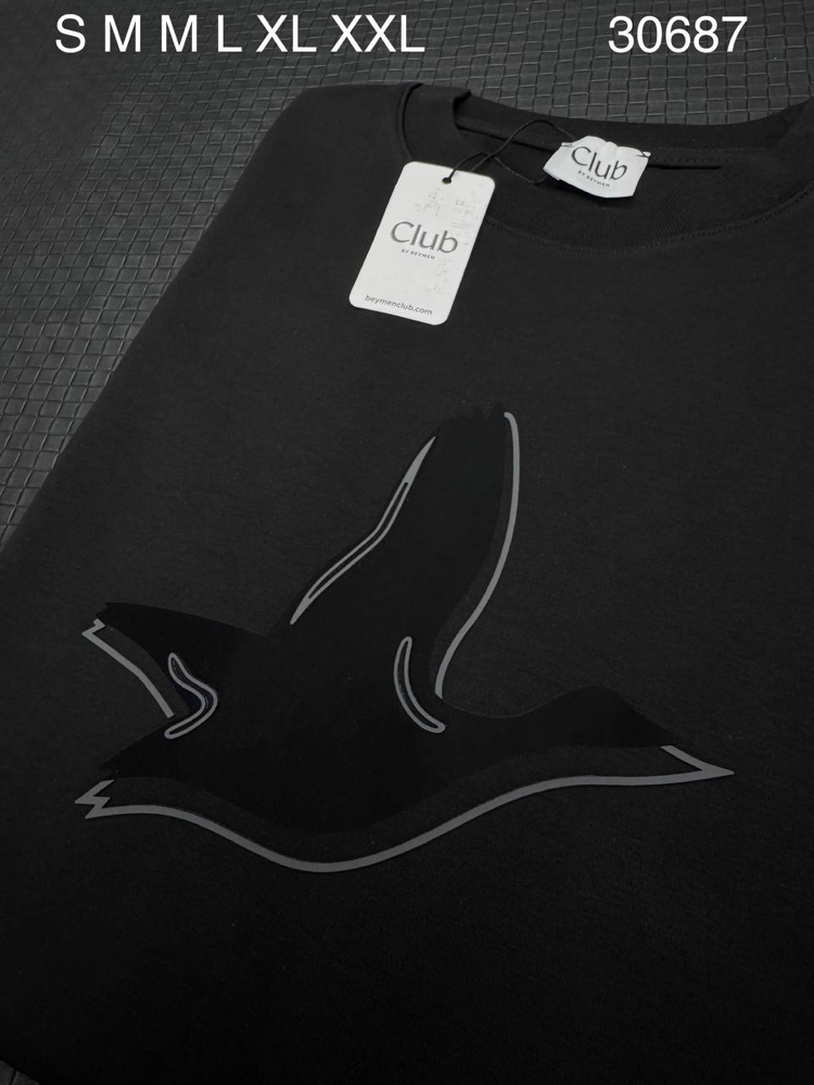 Club Ön Kuş Figürlü Aplike Detaylı Premium T-Shirt | 28/3 Duble Face Kumaş & Relaxed Fit