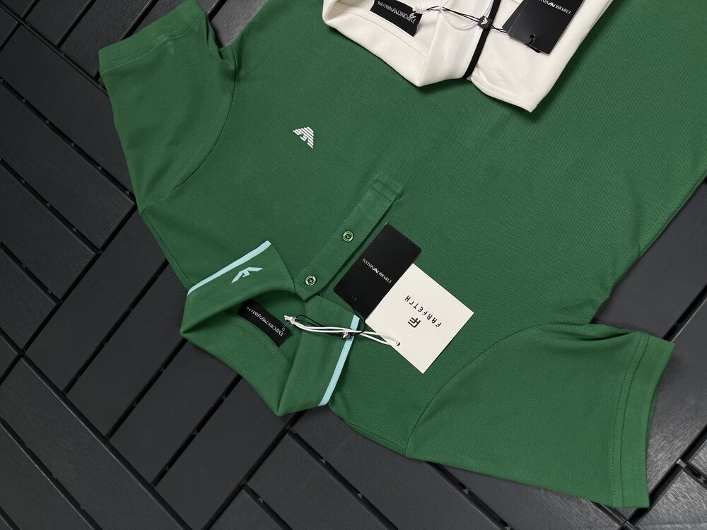 ⚜️ Emporio Armani | Comfort Fit | Göğüs ve Yaka Çift Logo | %100 Pamuk Pike Kumaş ⚜️