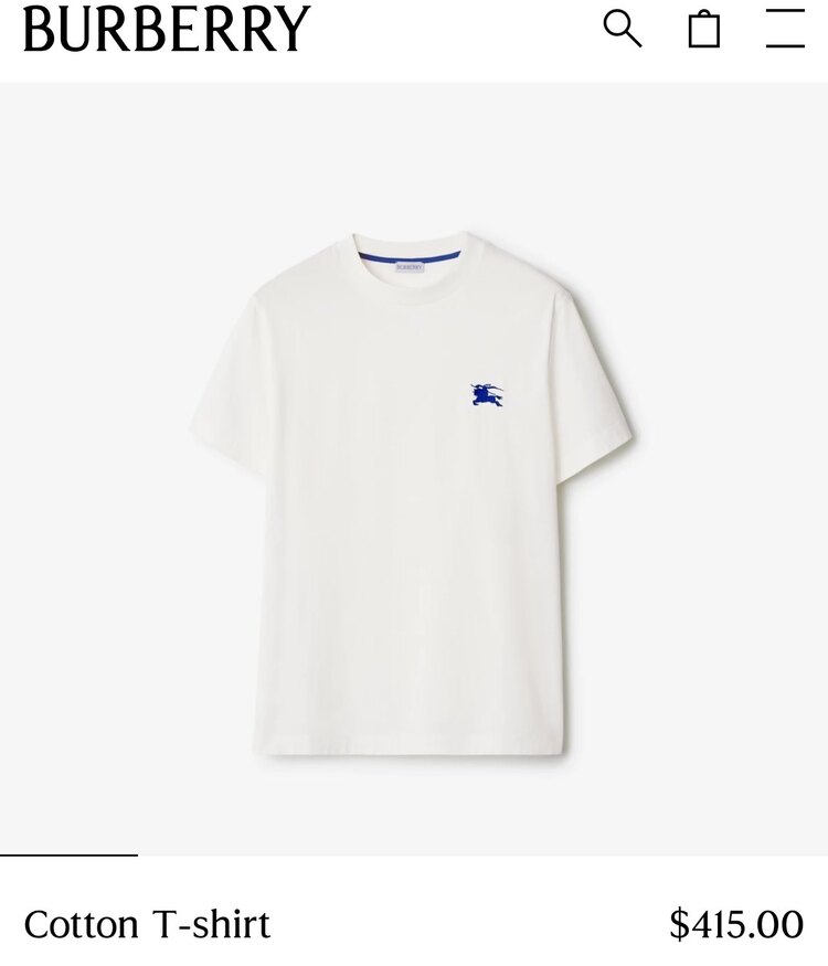 Premium 28/3 Cotton | Relaxed Fit | Göğüste Kraliyet Mavisi Burberry Arması