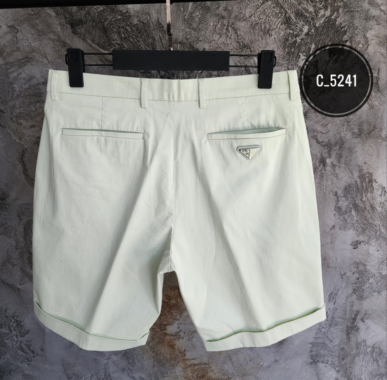 PRADA Premium Cotton Gabardine Şort | Arka Kapaklı Cep & Triangle Logo Detay.
