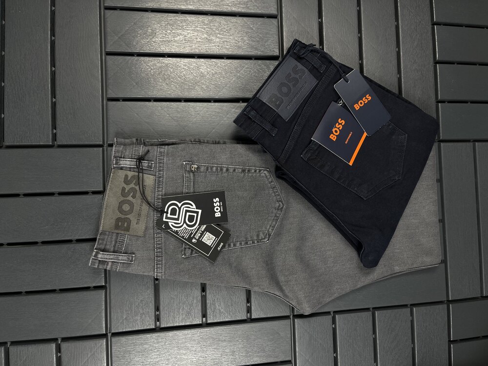 Boss İçi Örme Esnek Kumaş Regular Fit Nakış İşleme Jeans Kot Pantolon.