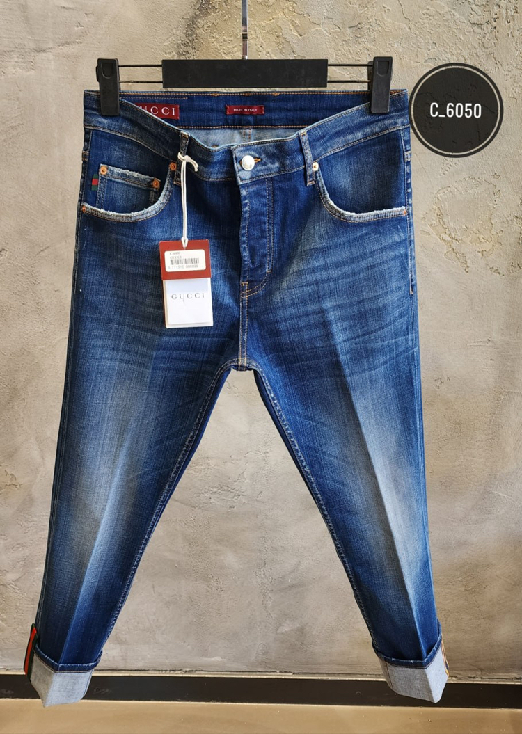 GUCCI Premium Stretch Denim Jean | İthal Esnek Kumaş & Signature Web Şerit Deta