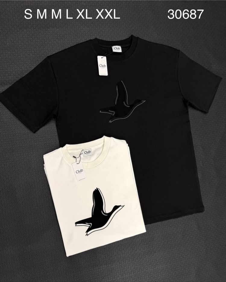 Club Ön Kuş Figürlü Aplike Detaylı Premium T-Shirt | 28/3 Duble Face Kumaş & Relaxed Fit