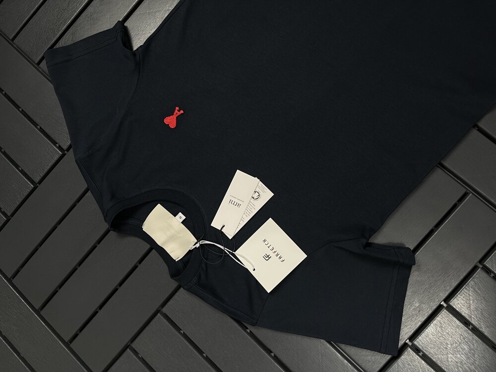 Ami %100Pamuk Orj.Kumaş Göğüs ve Ense Nakış Logo T-shirt.