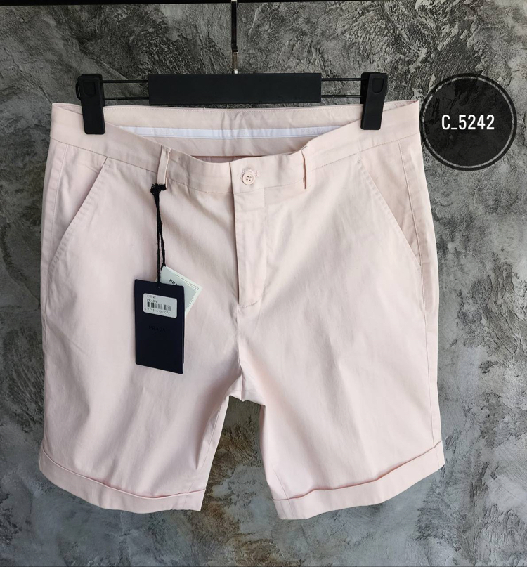 PRADA Premium Cotton Gabardine Şort | Arka Kapaklı Cep & Triangle Logo Detay.