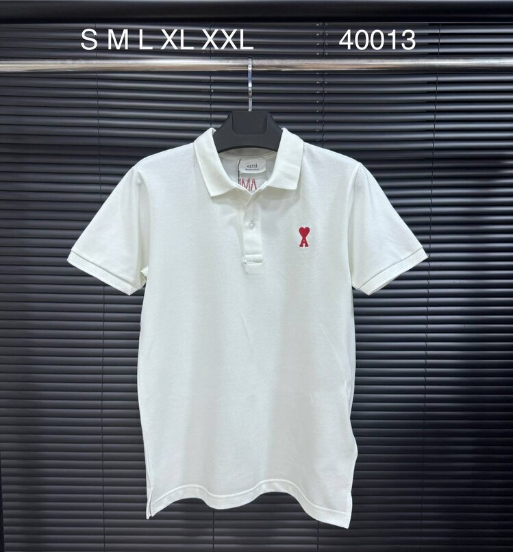 Ami %100 Pamuk Orj. Kumaş Göğüs Nakış Logo Polo Yaka Pike Dokuma T-shirt.