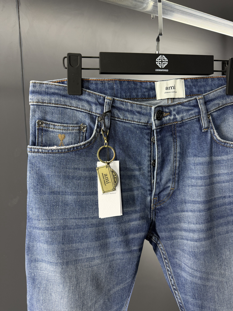 Ami Elite Double Dyed Denim Jean | İthal Kumaş, Metal Logo & Kalp İşleme