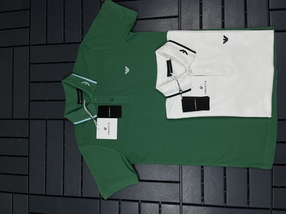 ⚜️ Emporio Armani | Comfort Fit | Göğüs ve Yaka Çift Logo | %100 Pamuk Pike Kumaş ⚜️