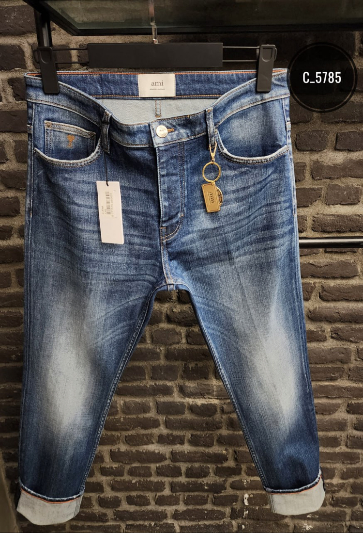 Ami Elite Double Dyed Denim Jean | İthal Kumaş, Metal Logo & Kalp İşleme