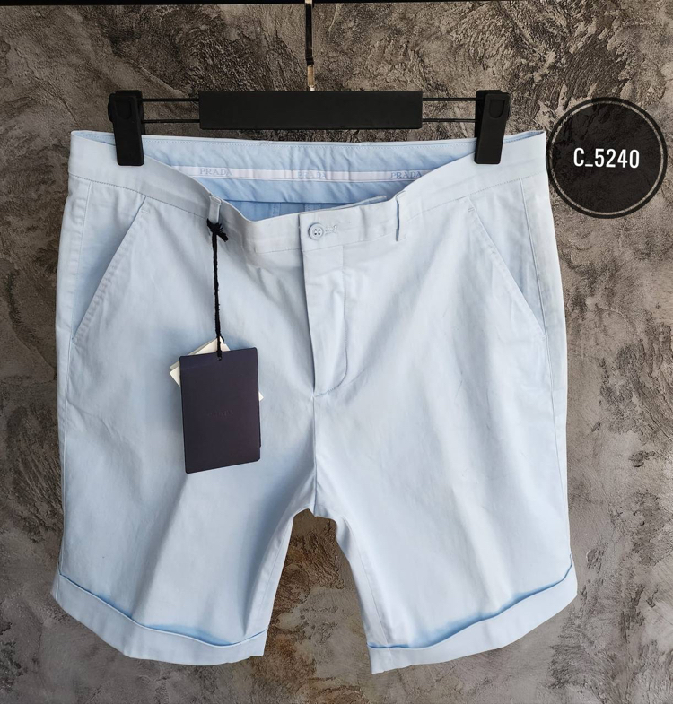 PRADA Premium Cotton Gabardine Şort | Arka Kapaklı Cep & Triangle Logo Detay.