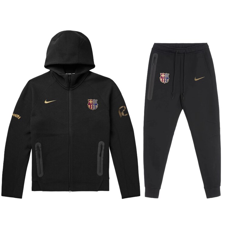 FC Barcelona Tech Fleece Siyah Eşofman Takımı