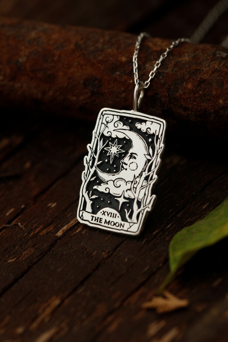 925K Gümüş The Moon Tarot Kolye