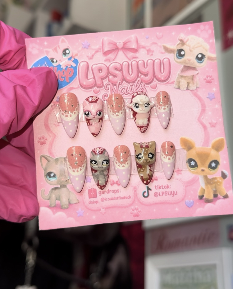 LPS Miniş Tasarımlı 3D Press-On Tırnak Seti ♡