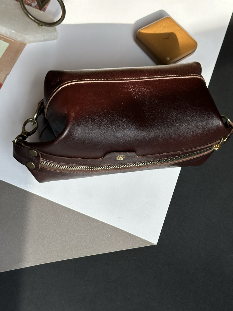 Longian El Yapımı Deri Clutch - Koyu Kahve
