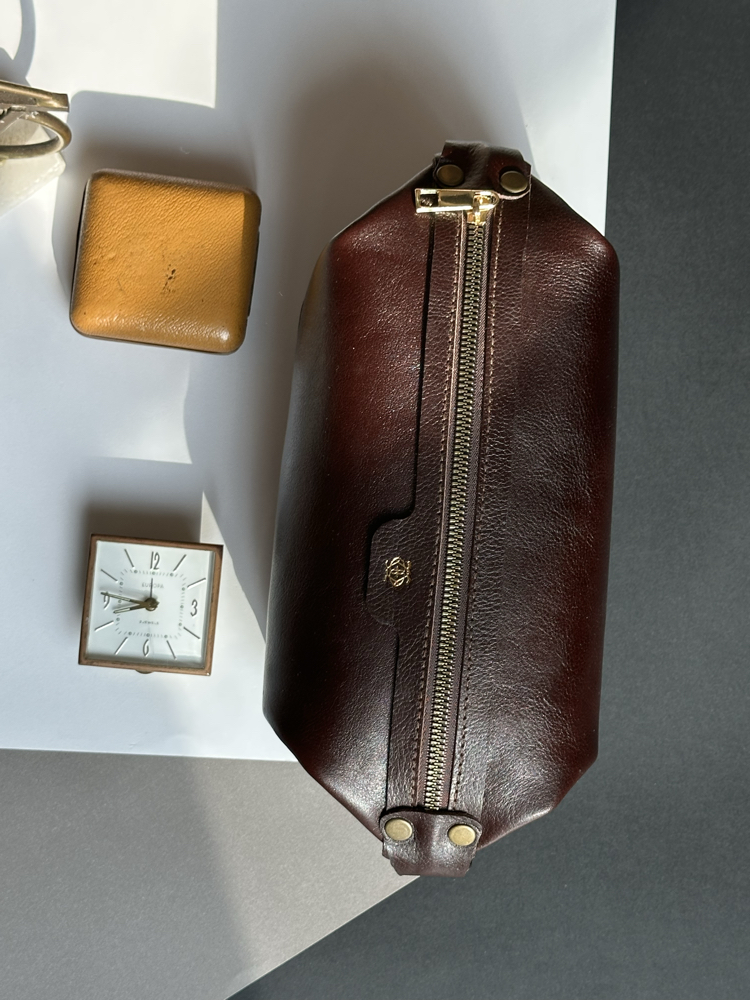 Longian El Yapımı Deri Clutch - Koyu Kahve