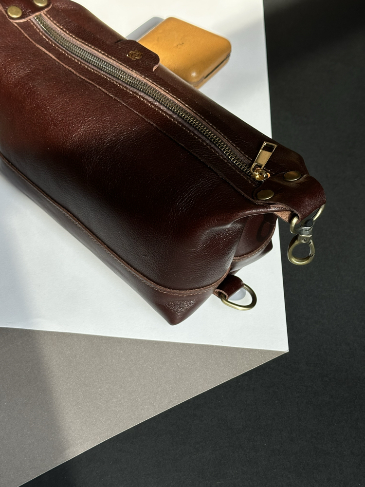 Longian El Yapımı Deri Clutch - Koyu Kahve