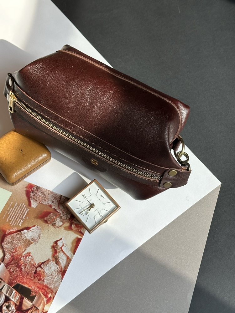 Longian El Yapımı Deri Clutch - Koyu Kahve