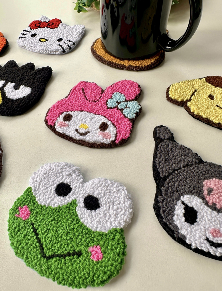 Sanrio Karakterli El Yapımı Bardak Altlığı Sevimli Ev Dekoru