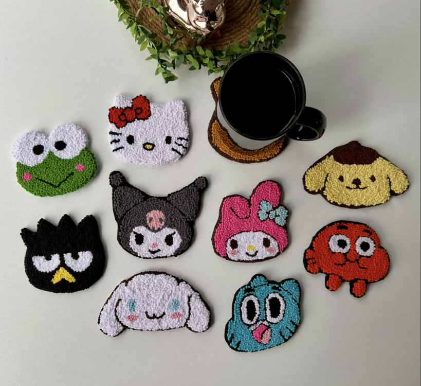 Sanrio Karakterli El Yapımı Bardak Altlığı Sevimli Ev Dekoru
