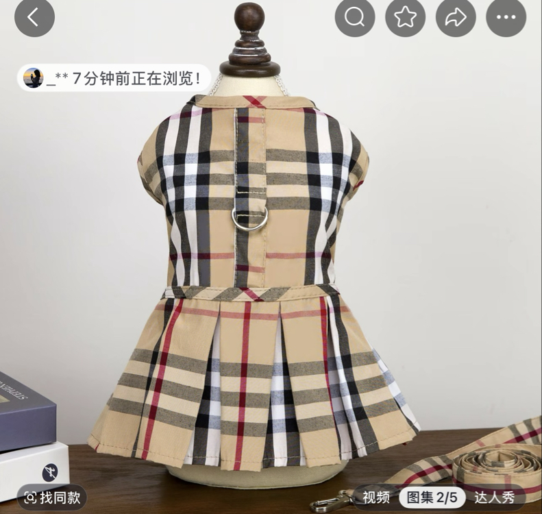 Burberry özel tasarımlı pet elbise