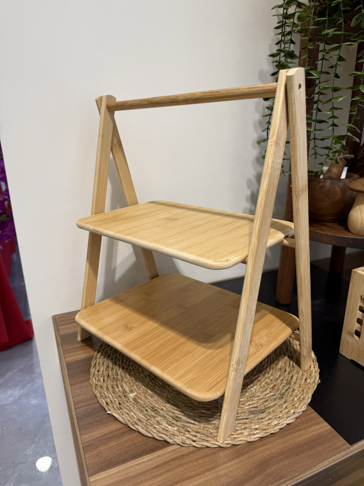 2 Katlı Bambu Stand