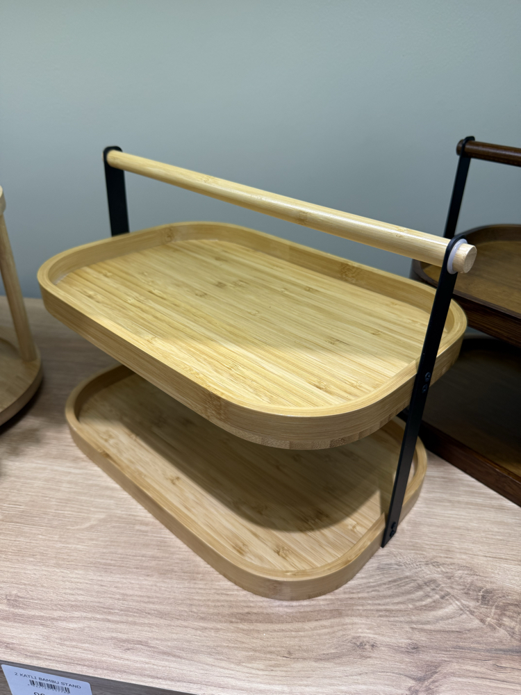 2 Katlı Bambu Stand