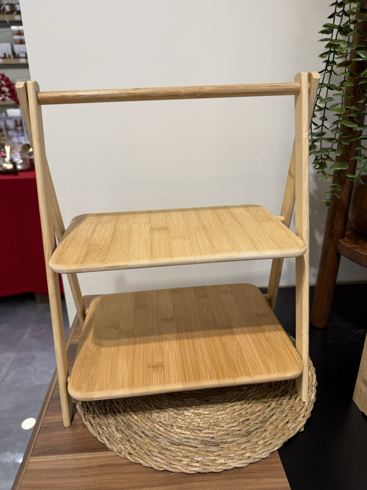 2 Katlı Bambu Stand