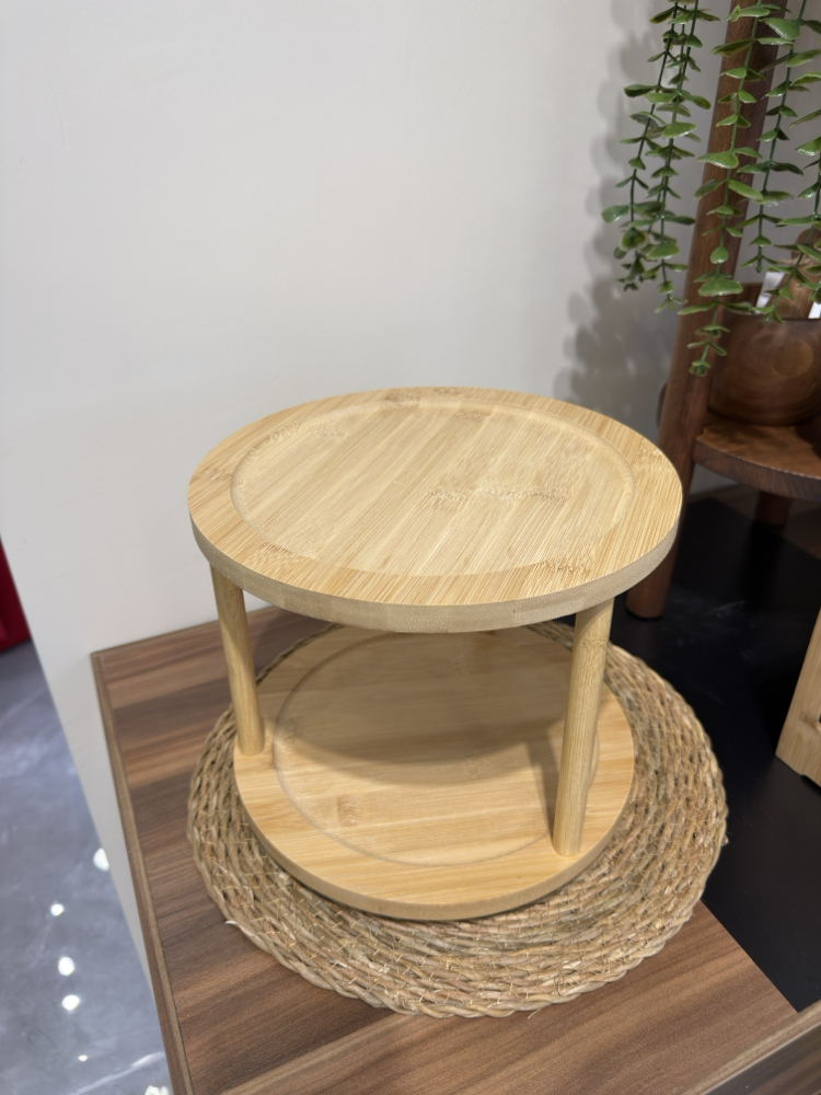 Döner Tabaklı Bambu Stand