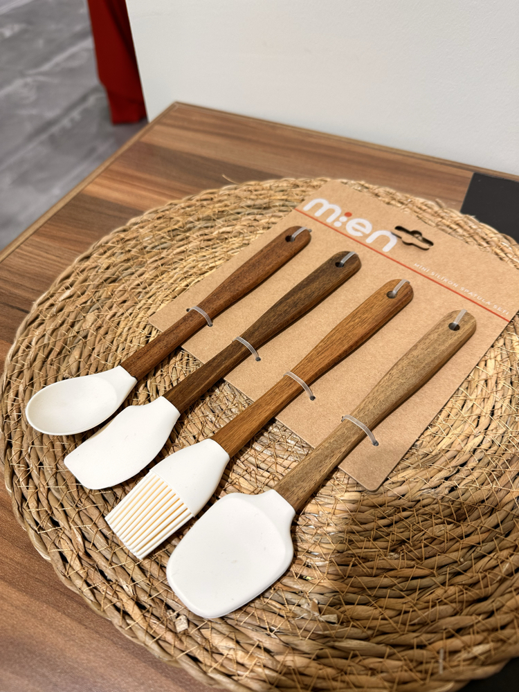 Akasya Saplı Mini Silikon Spatula Seti