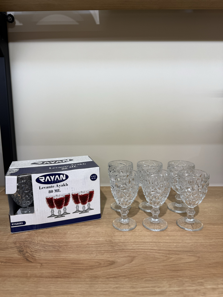 6’lı Ayaklı Cam Kadeh Seti 80 ml 