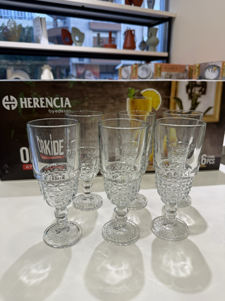 Hadise Ayaklı Cam Meşrubat Bardağı 6’lı Set – 220 ml