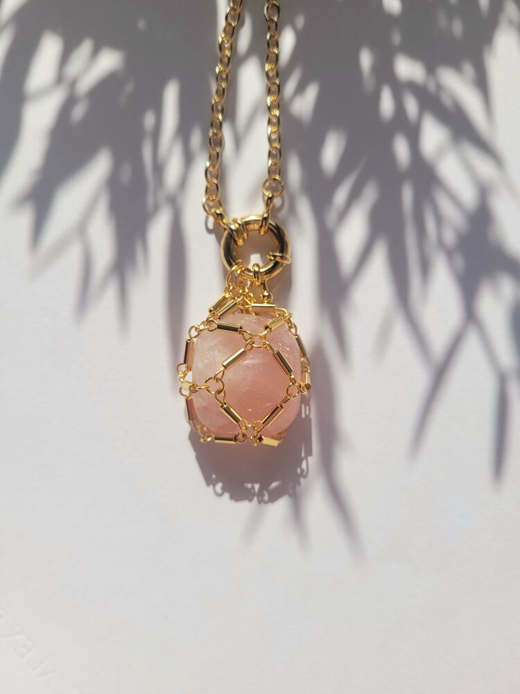 Pembe Kuvars Kafes Kolye