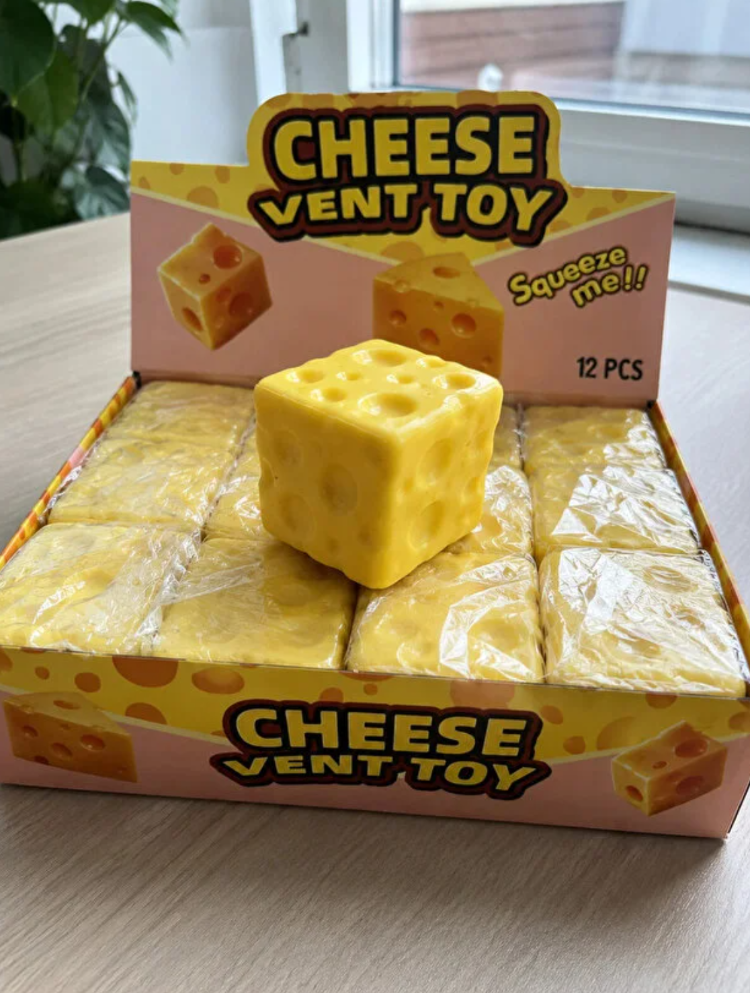 Cheese Peynir Squishy Küp – Viral Sıkılabilir Stres Oyuncağı