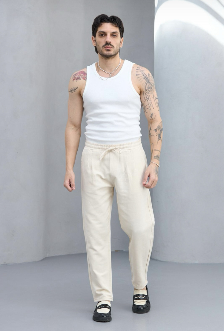 Bej keten pantolon