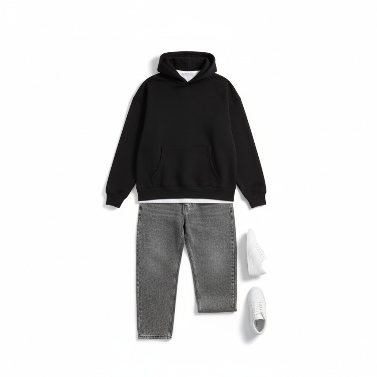 Siyah basic Hoodie 