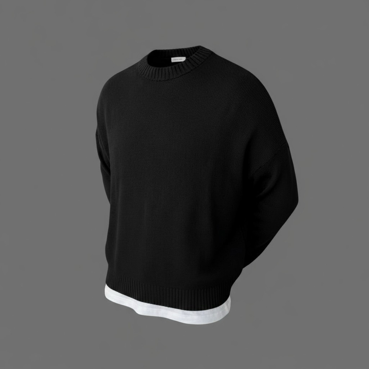 Basic siyah oversize kazak