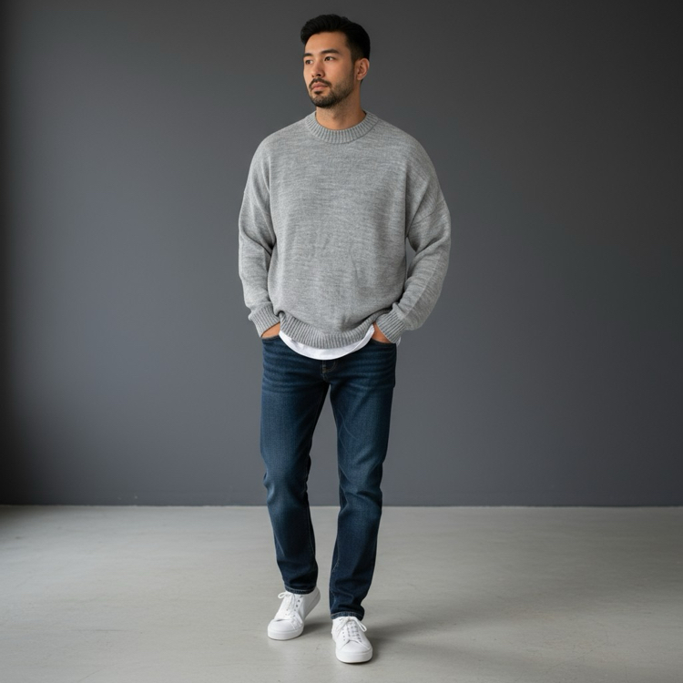 Basic oversize gri kazak