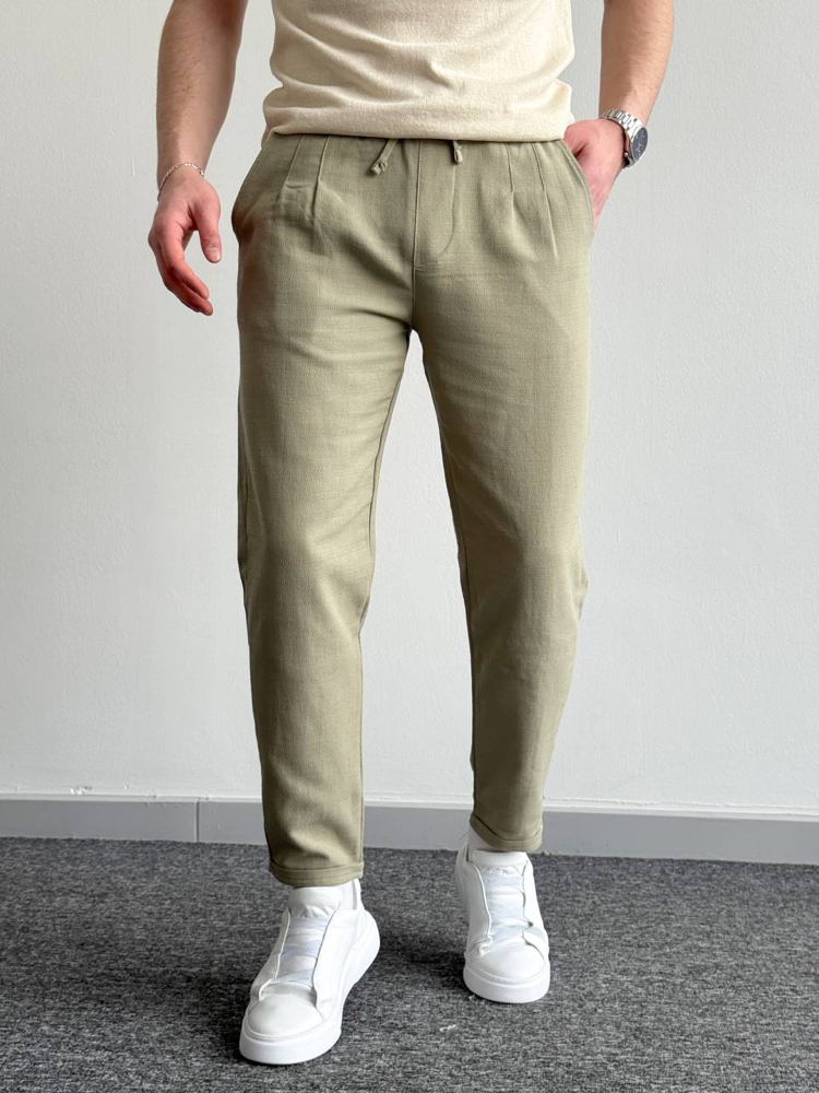 Yeşil keten pantolon