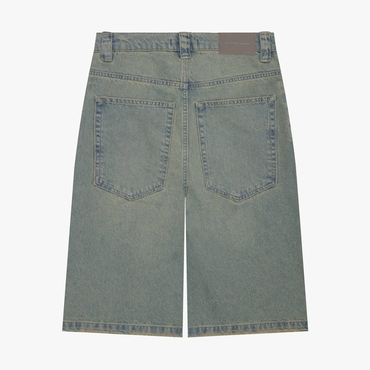 (D) 7HEAVENS Denim Jorts - Yellow Tinded