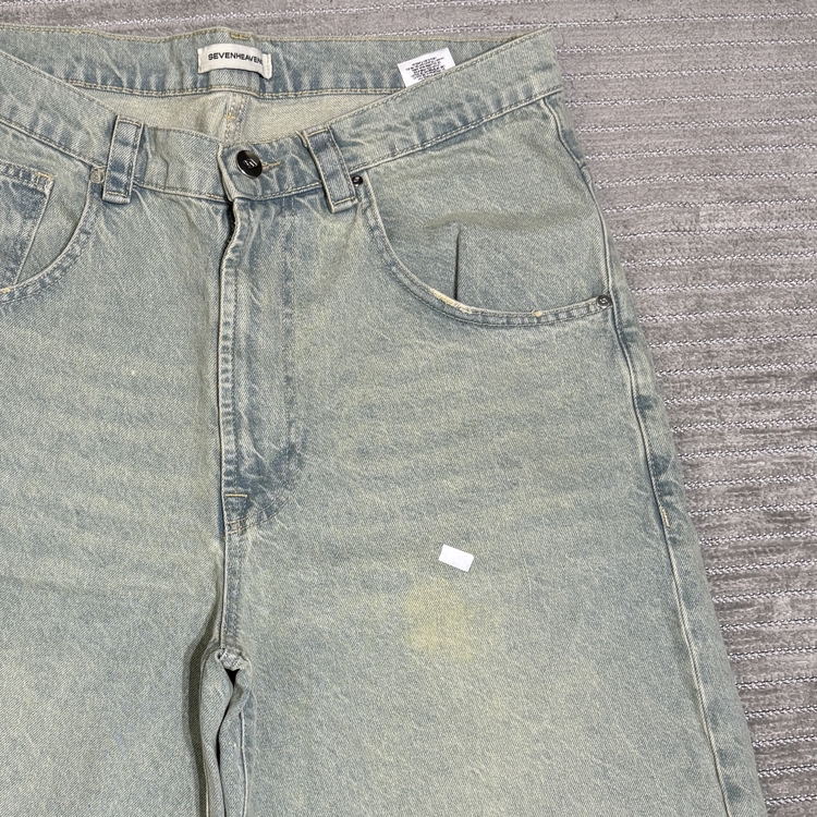 (D) 7HEAVENS Denim Jorts - Yellow Tinded