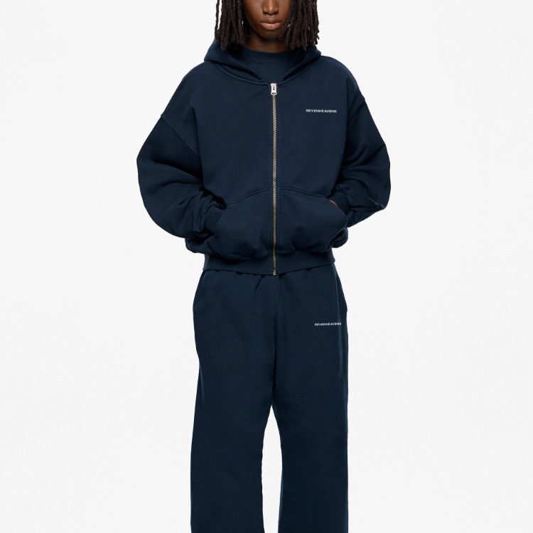 7HEAVENS Washed Logo Zip Hoodie